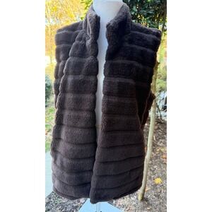 Talbots Womens Brown Faux Fur Quilted Vest Size S/M